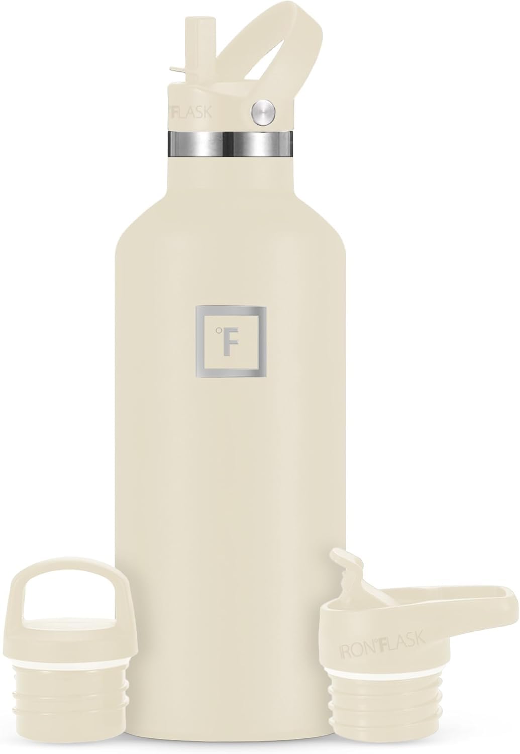IRON °FLASK cashmere-cream bottle closeup showcasing durable finish for daily hydration