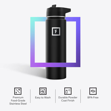 IRON °FLASK flip lid product shot highlighting easy one-handed sip.