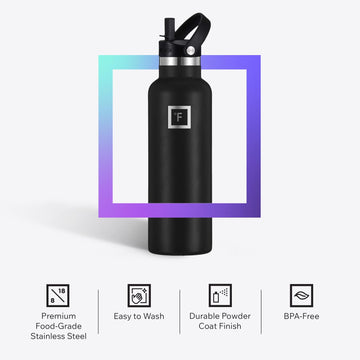 IRON °FLASK laser-engraved logo on durable powder coat for premium look