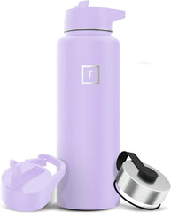 IRON °FLASK lavender 40oz bottle with straw lid for easy on-the-go hydration.