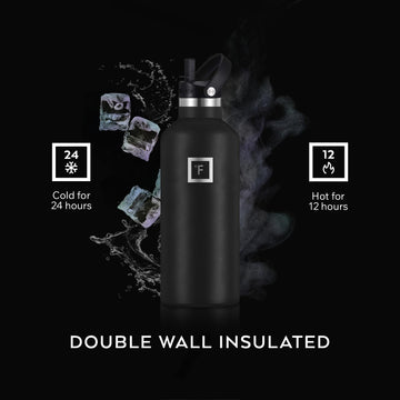 IRON °FLASK insulated narrow-mouth design maintains temperature up to 24 hours