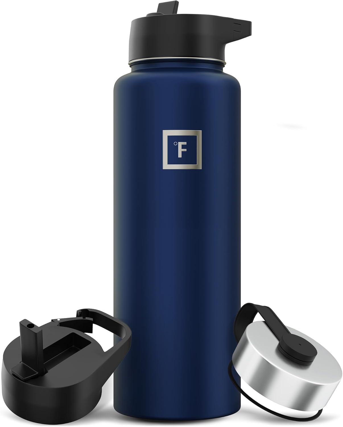 IRON °FLASK Twilight Blue 40 oz insulated bottle with straw lid keeps drinks cold.