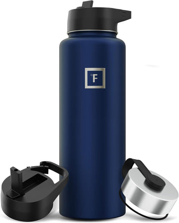 IRON °FLASK Twilight Blue 40 oz insulated bottle with straw lid keeps drinks cold.