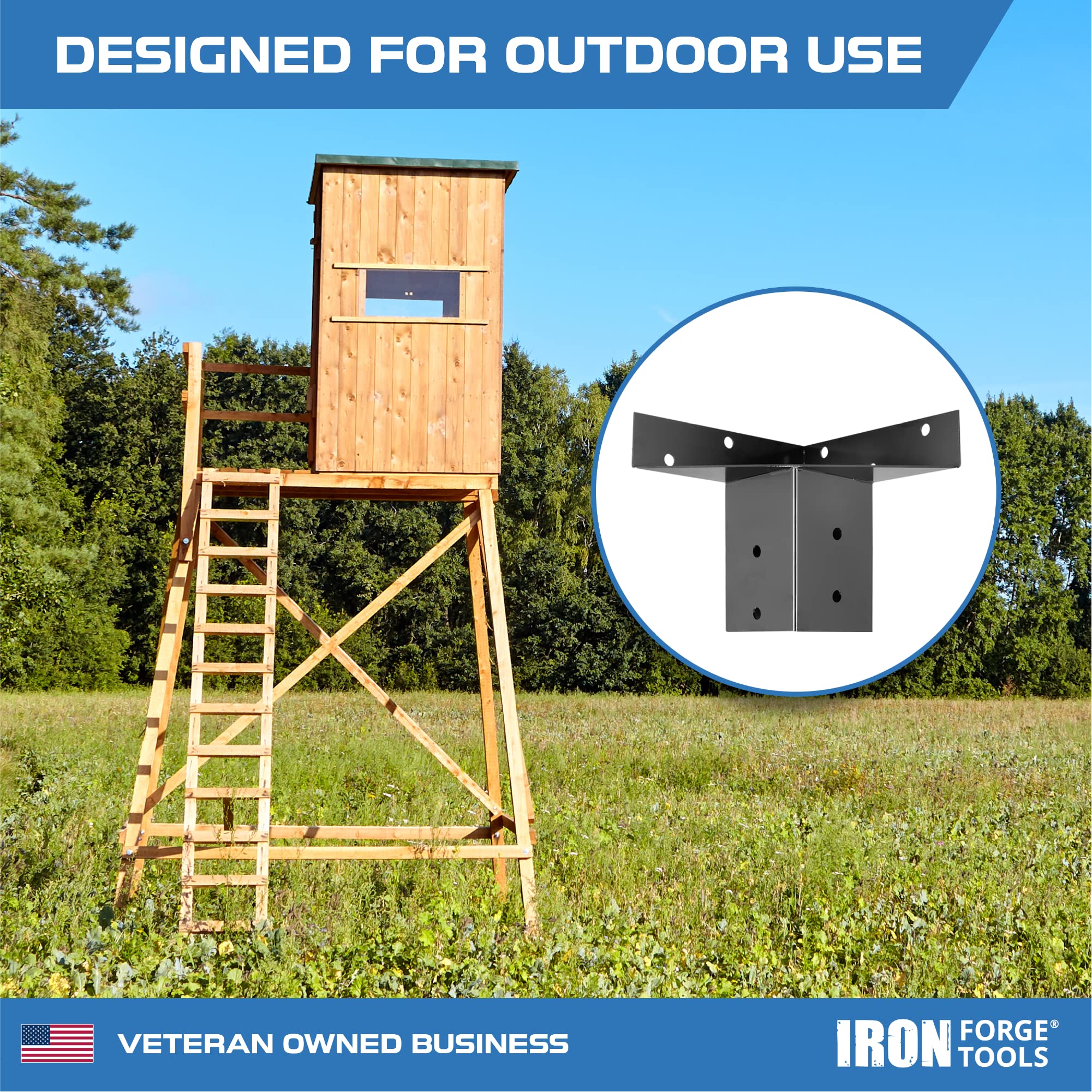 Iron Forge Tools deer stand brackets black powder coated for weather-resistant outdoor use