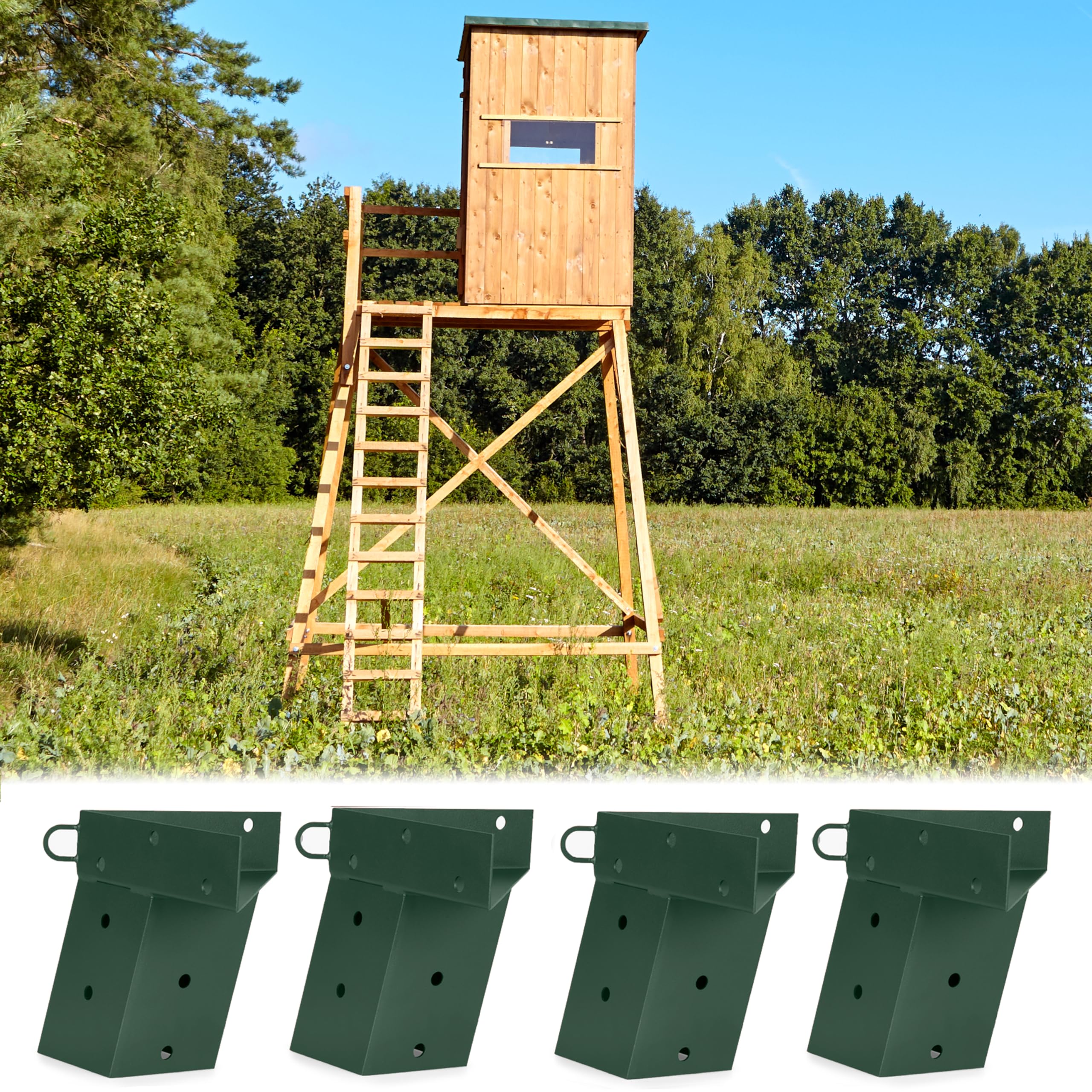 Iron Forge Tools deer stand brackets green outdoor install on tree for a rugged hunting platform
