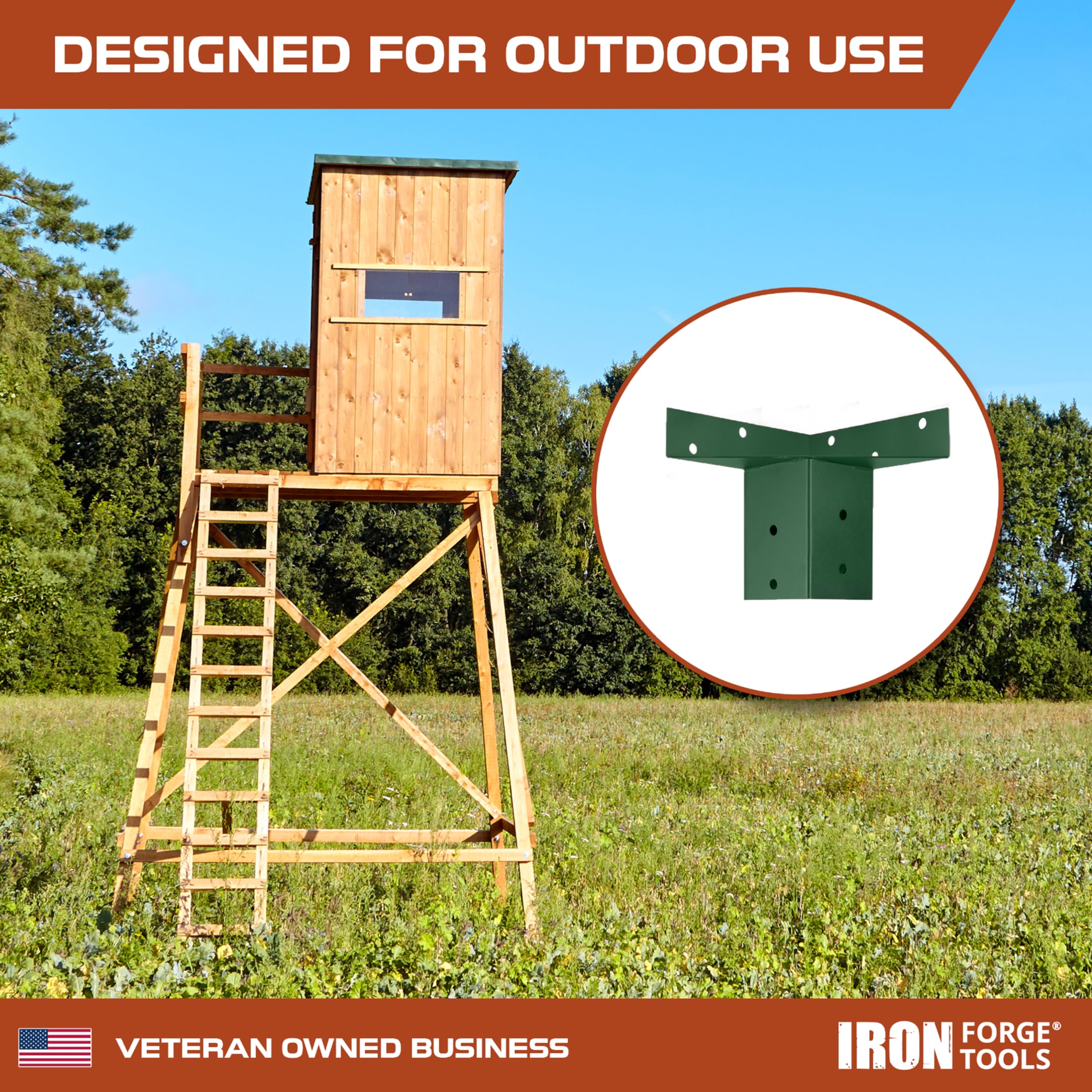 Iron Forge Tools deer stand brackets green powder-coated finish withstand outdoor weather
