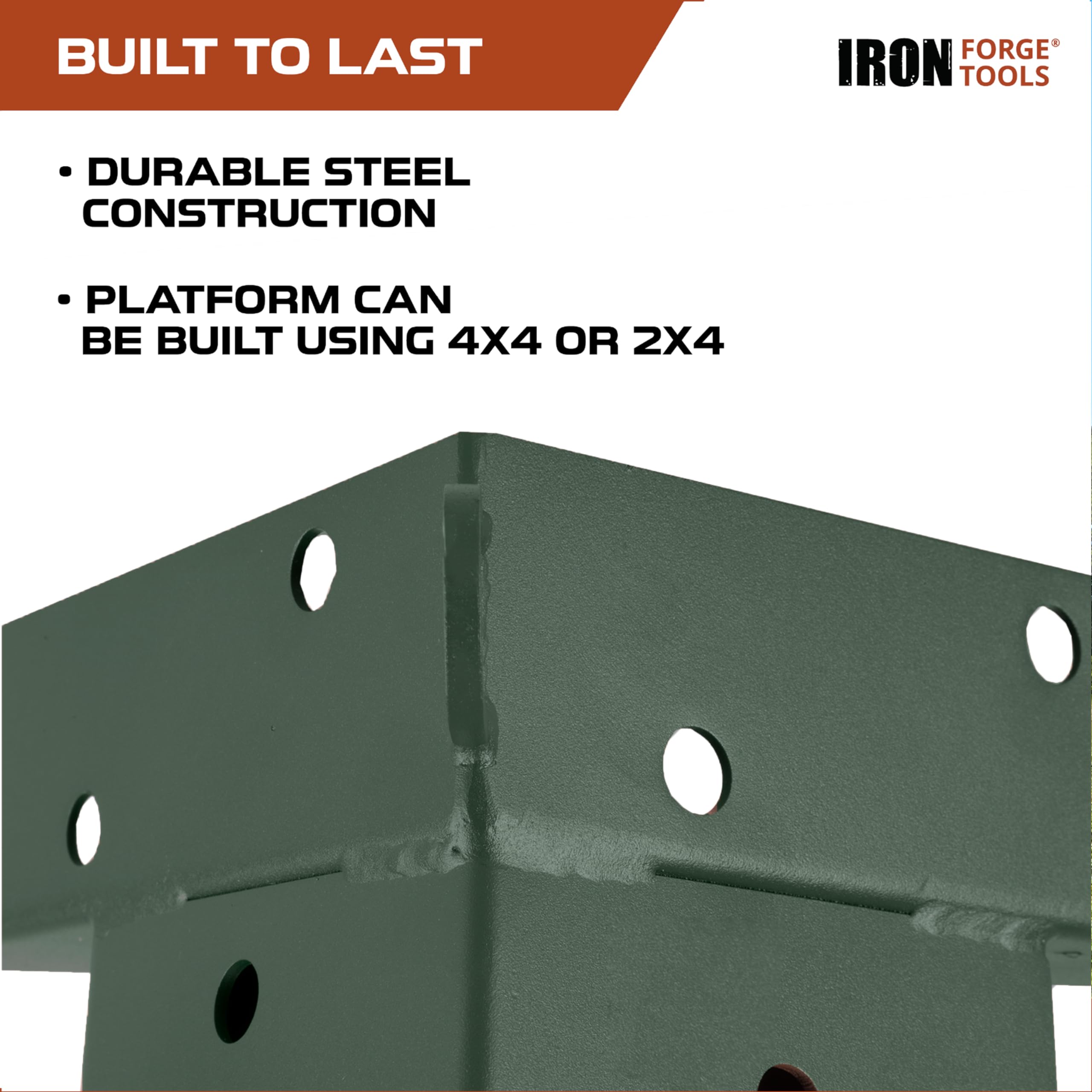 Iron Forge Tools deer stand brackets packaged with lag bolts and washers