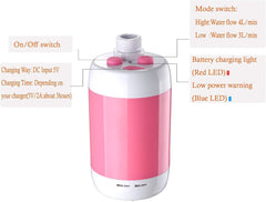 Iron Hammer portable shower battery-compartment image shows built-in 4800mAh power.