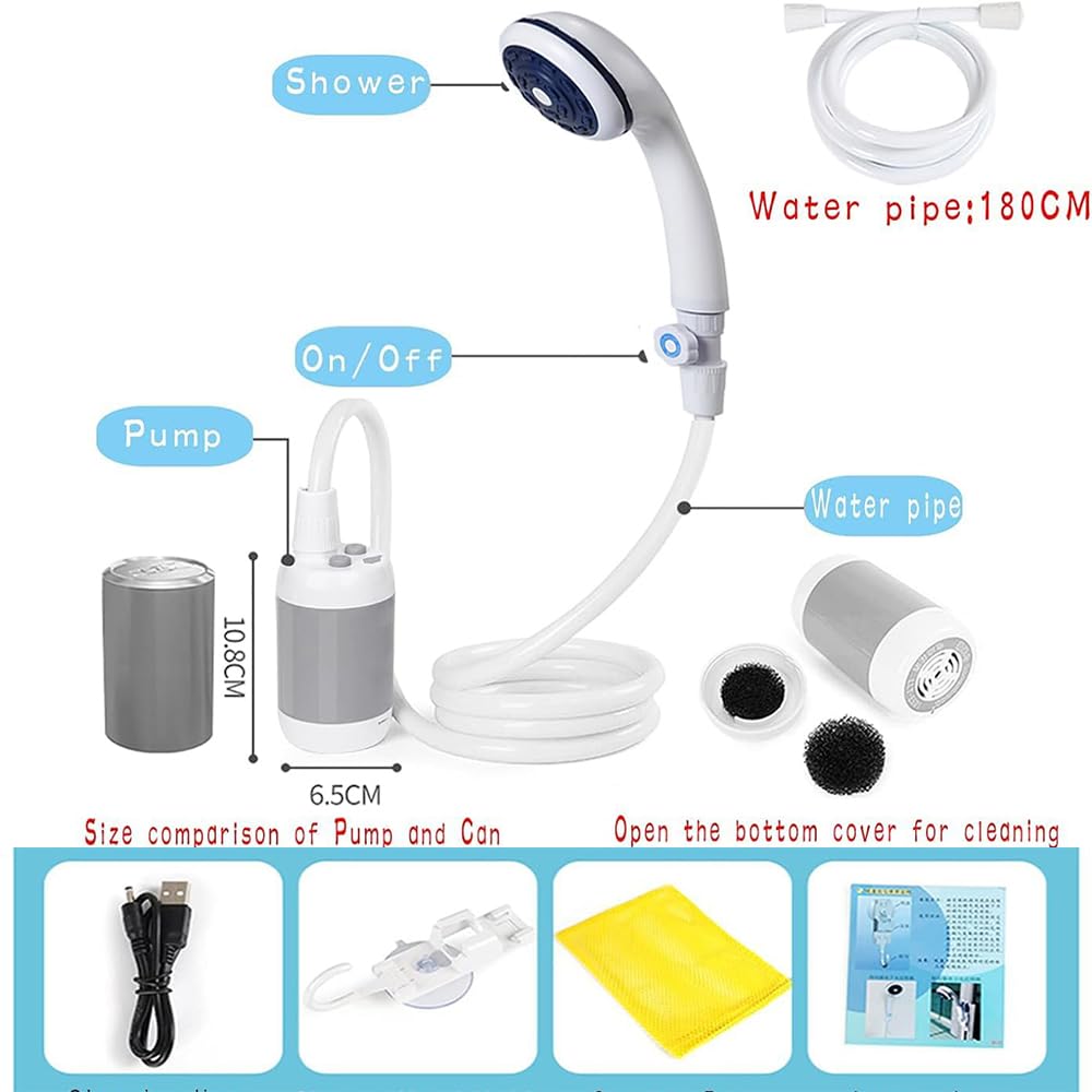 Iron Hammer portable shower with battery indicators for charging and low power alerts