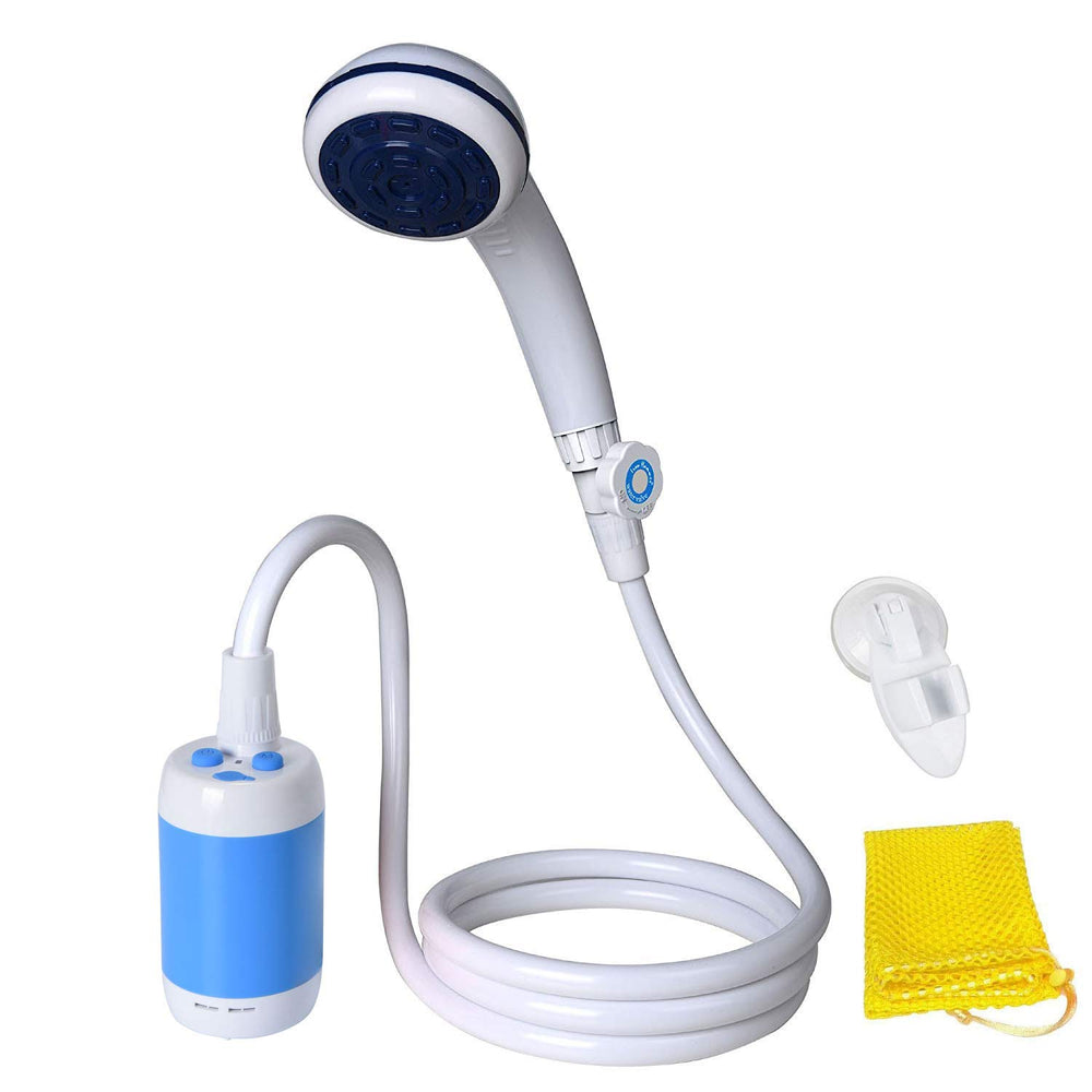 Iron Hammer portable shower battery level indicator highlights ready power for outdoor wash.