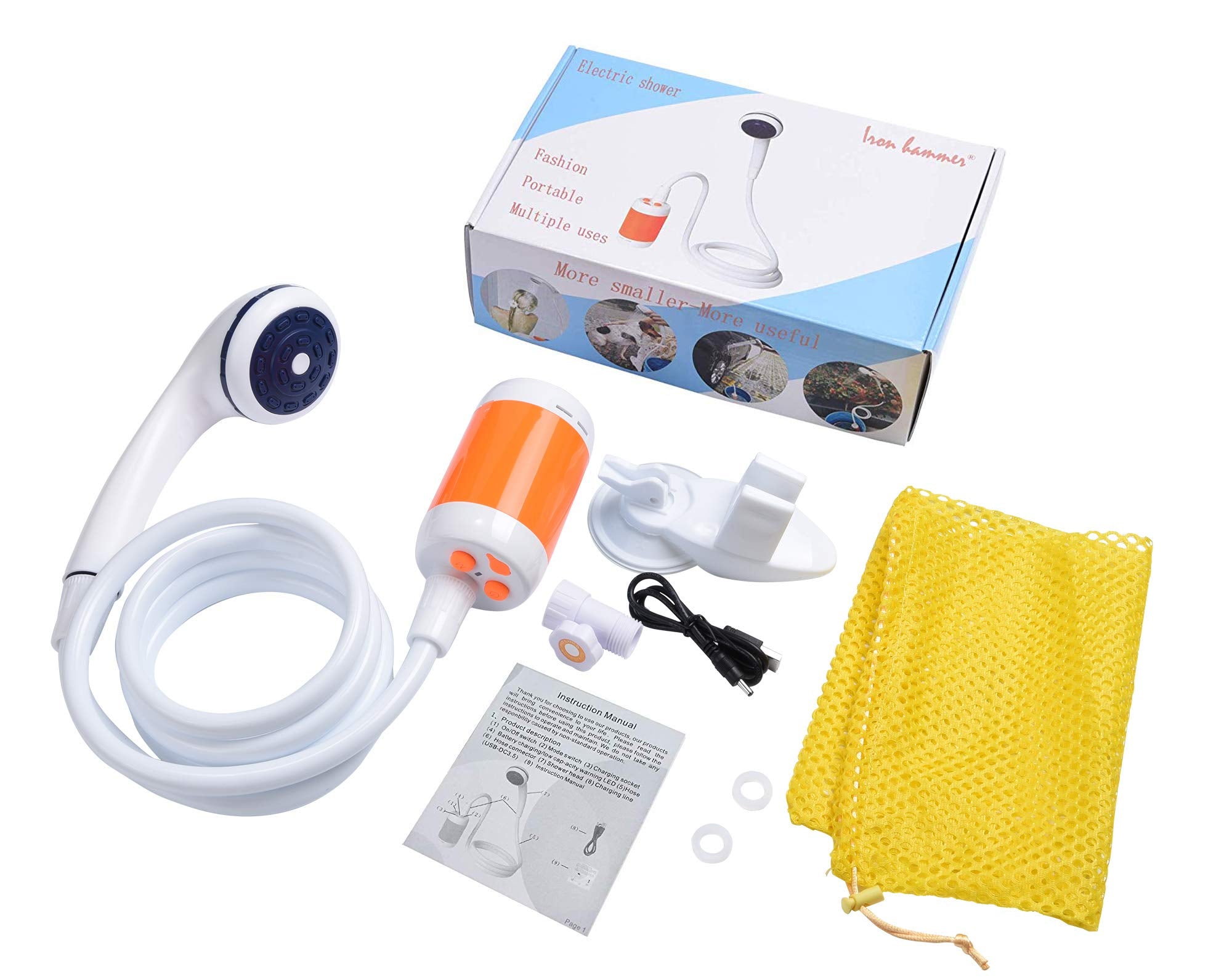 Iron Hammer portable shower easy-disassembly enables quick storage.