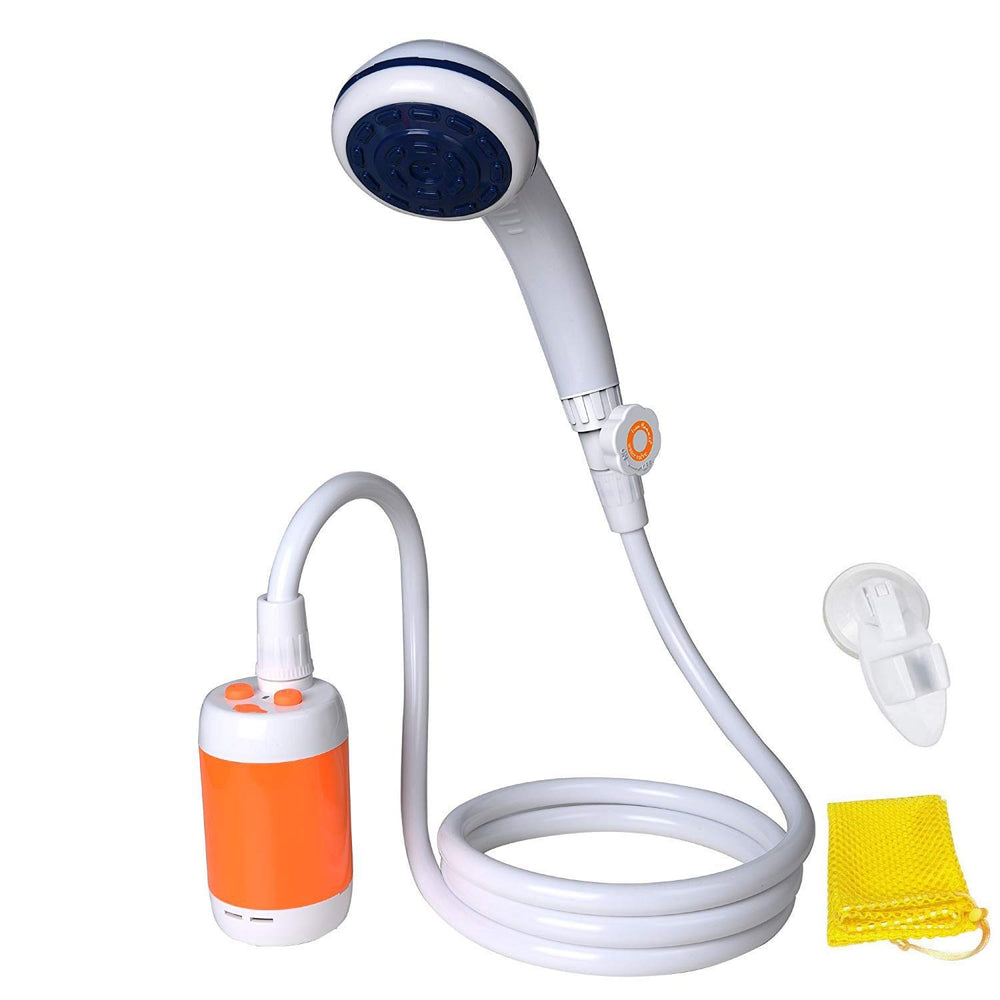 Iron Hammer portable shower front view highlights compact design for travel.