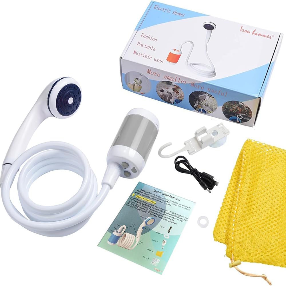 Iron Hammer portable shower in use for camping, washing pets and car cleaning