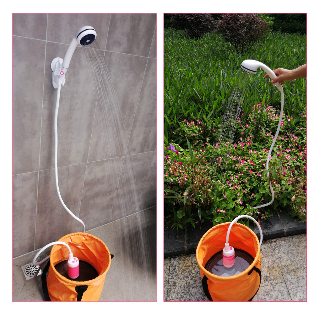 Iron Hammer portable shower ideal for quick pet washing after trails