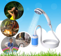 Iron Hammer portable shower water flow dial shows adjustable pressure for gentle or strong rinse.