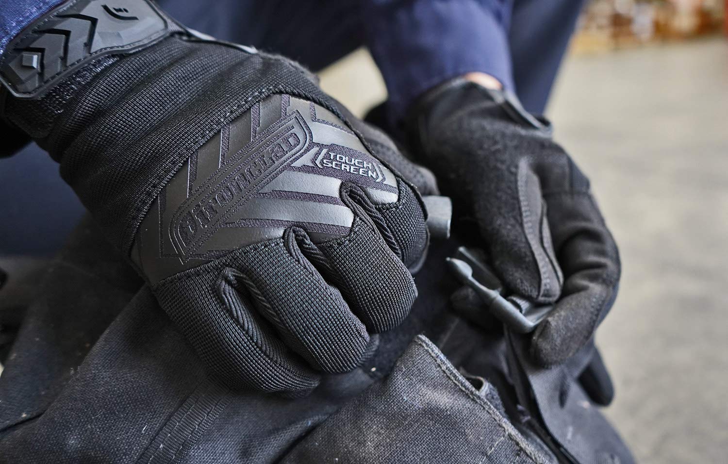 Ironclad Command Tactical Pro glove showing thumb sweat wipe feature for better grip.