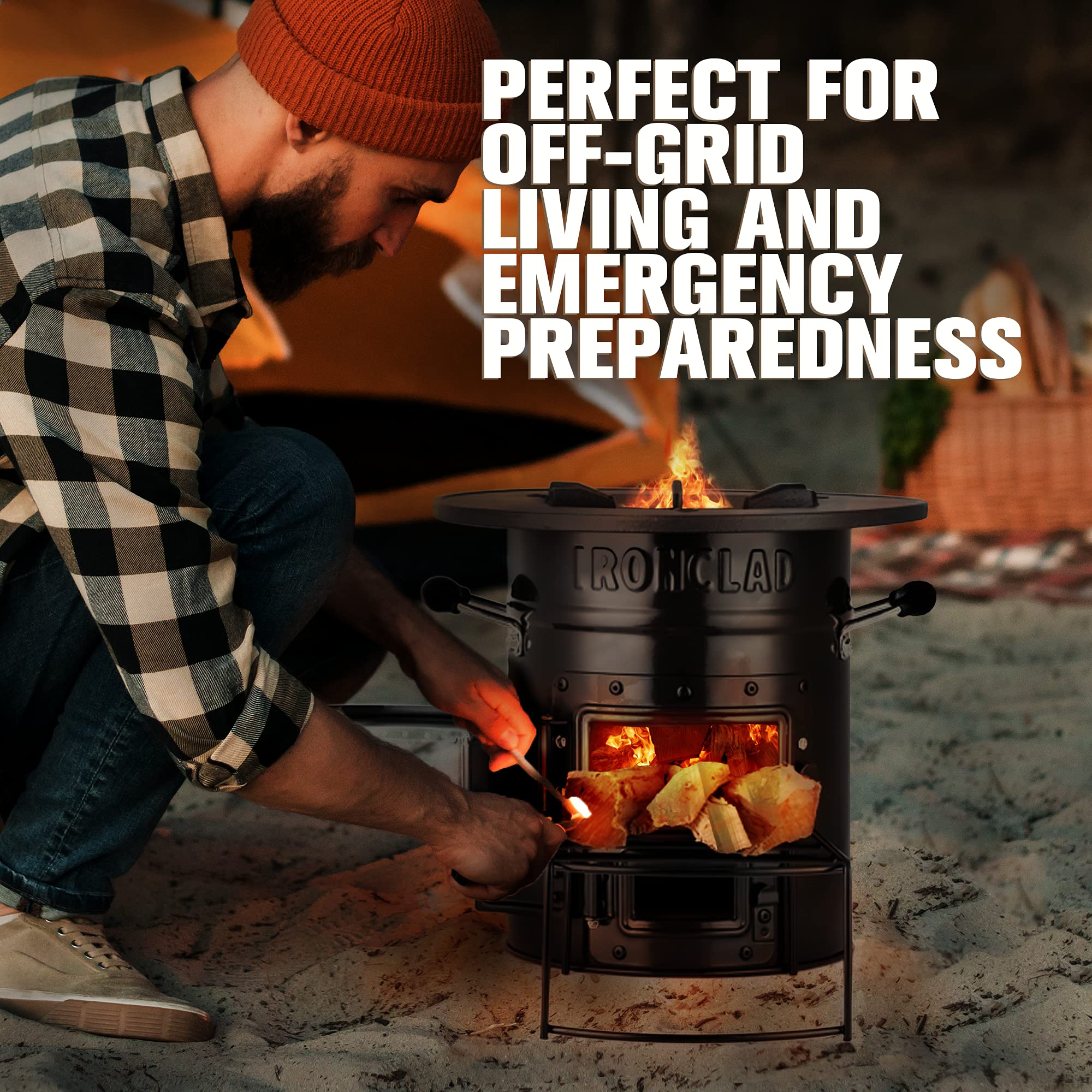 IronClad Supply Rocket Stove with Dutch oven for versatile outdoor cooking