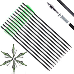 IRQ 20-inch carbon crossbow bolts with green arrows for stable flight and practice