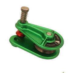 ISC Compact Rigging Pulley in use showing safe operation with color-coded sheaves for size matching.