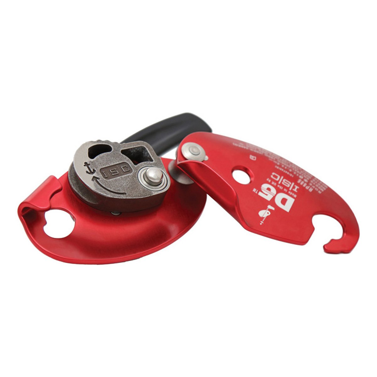 ISC D5 industrial descender profile red demonstrates durable, compact design for efficient rescue control.