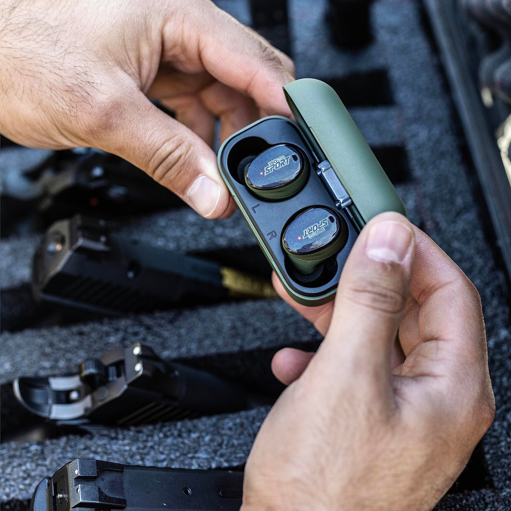 ISOtunes USB-C cable and lanyard included for easy charging and carrying.