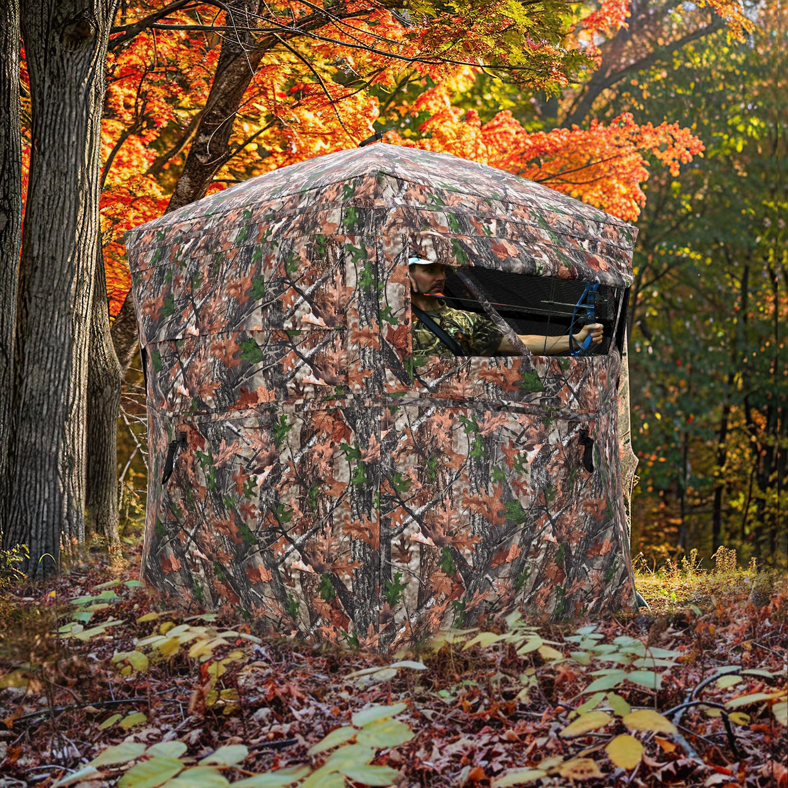 ITEFDTUTNE hunting blind with silent zipper door reduces rustle and keeps movements discreet.