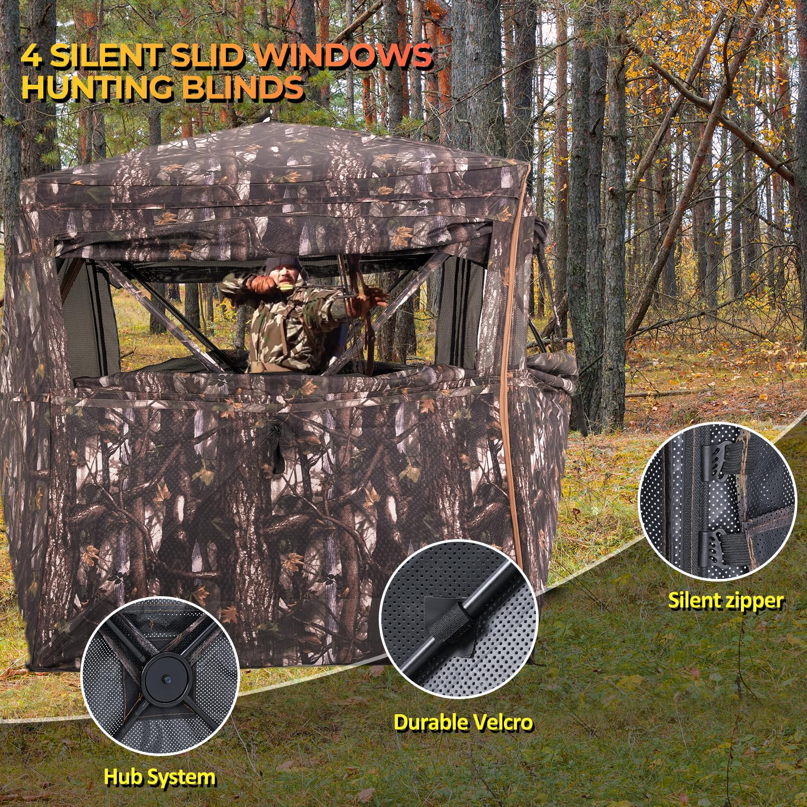 ITEFDTUTNE weather-resilient blind withstands wind, rain, and snow with sturdy hubs.