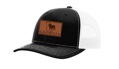 it's all about the south georgia bulldog leather patch trucker hat, ideal for game day style