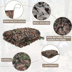 iunio camo netting features 3D leaf camo to blend surroundings.