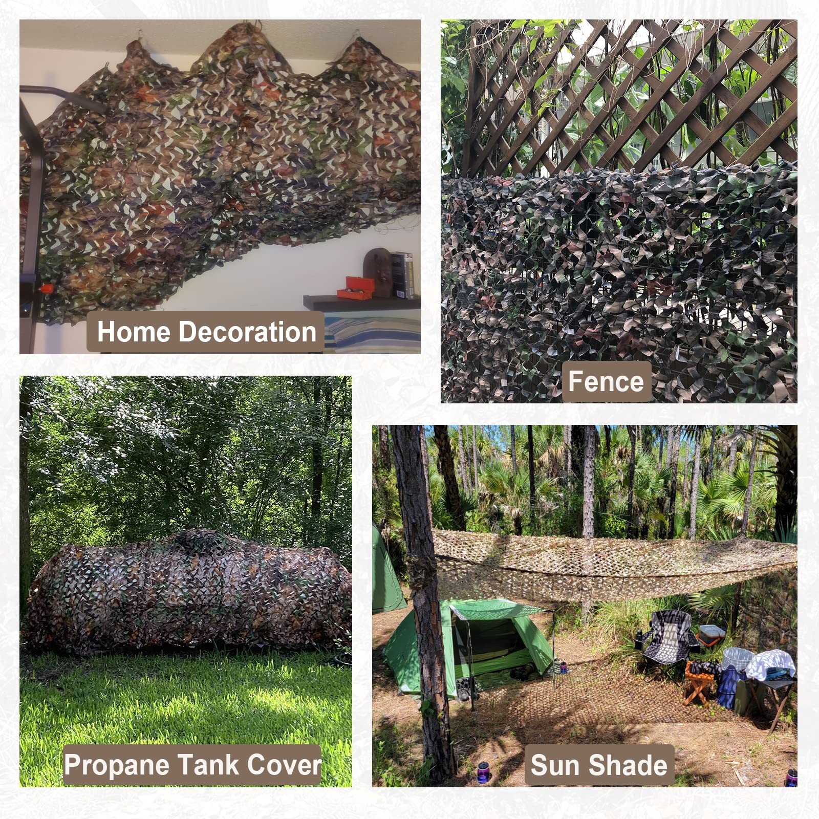 iunio camo netting with corner loops for quick hanging.