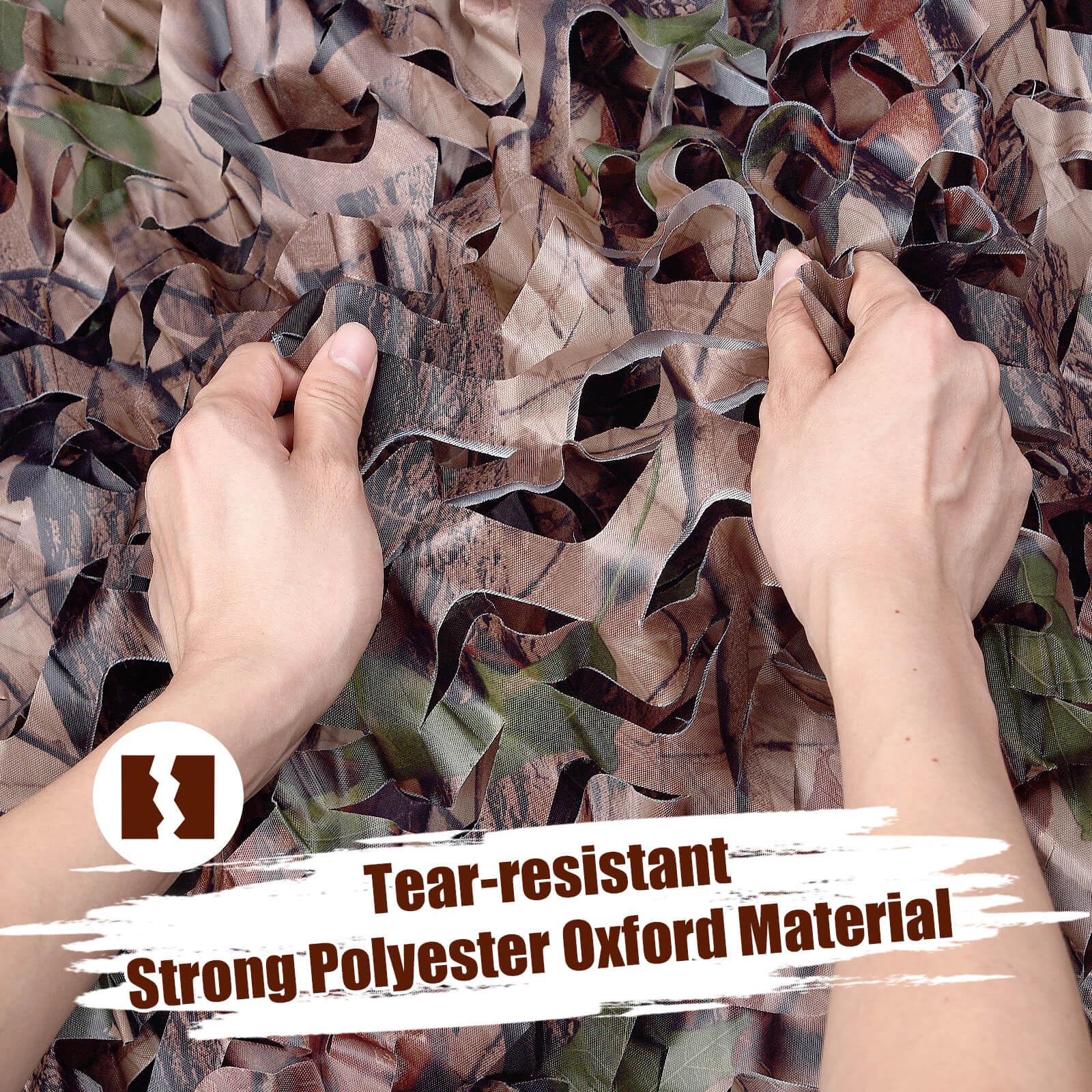 iunio camo netting cut-to-fit demo highlights easy trimming without unraveling.