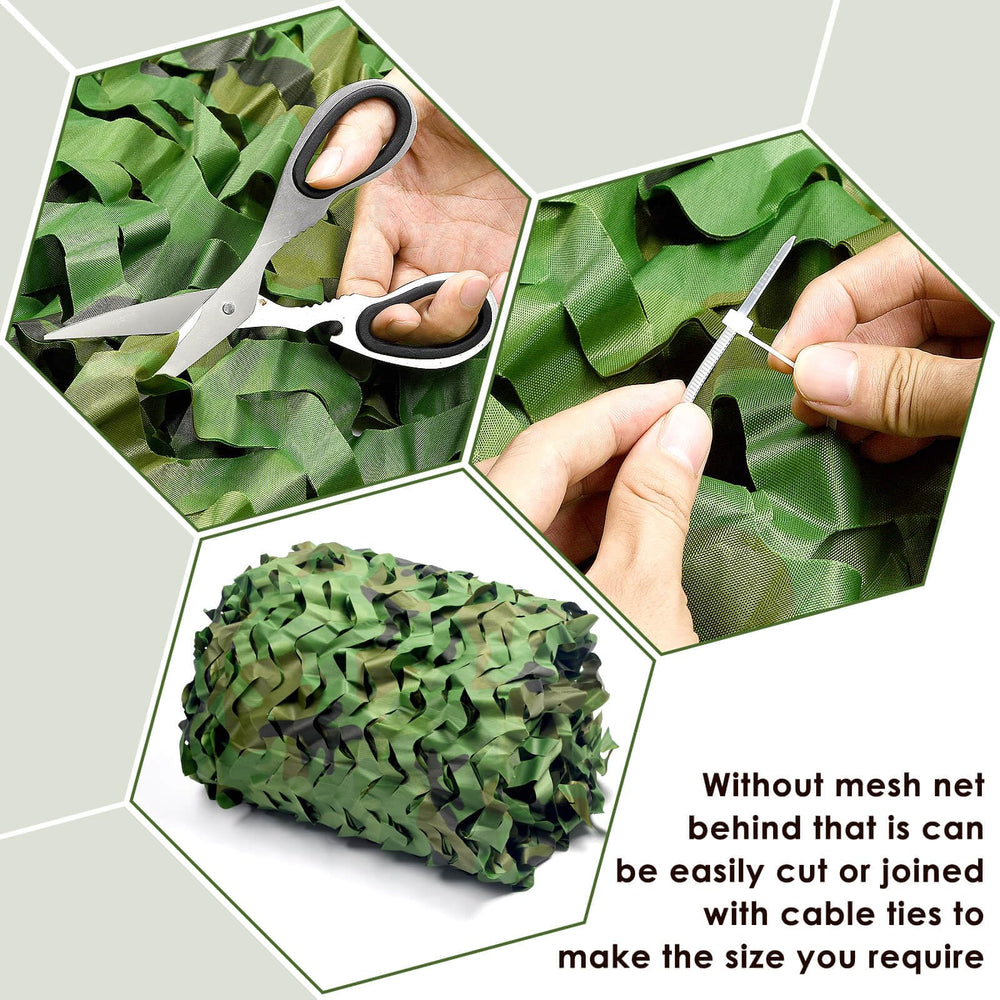 iunio camo netting cut-to-fit easy trim showcases flexible sizing without unraveling
