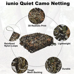 iunio camo netting edge-wrap detail highlights reinforced edges preventing rips.