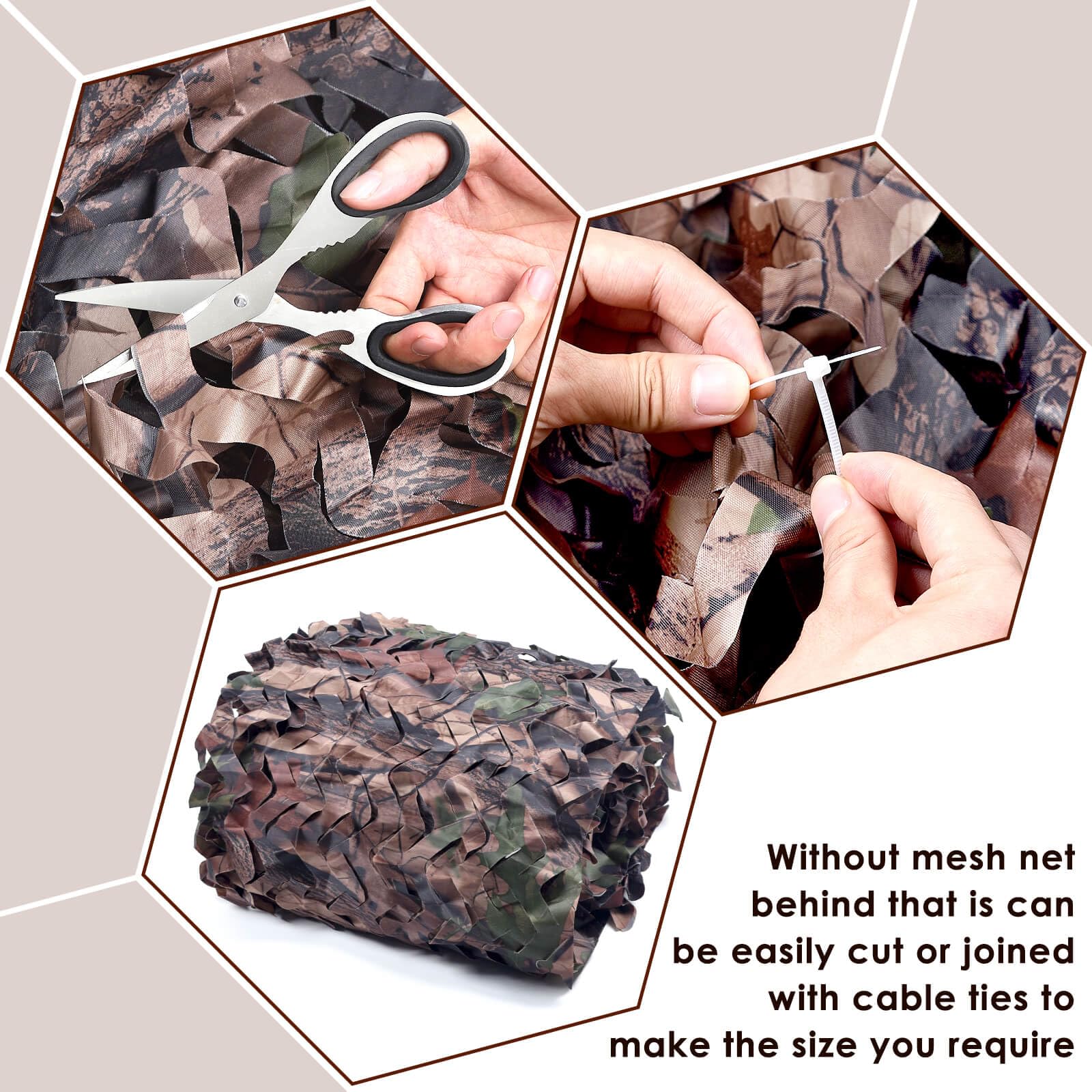 iunio camo netting in forest setup shows versatile decor or hunting backdrop.