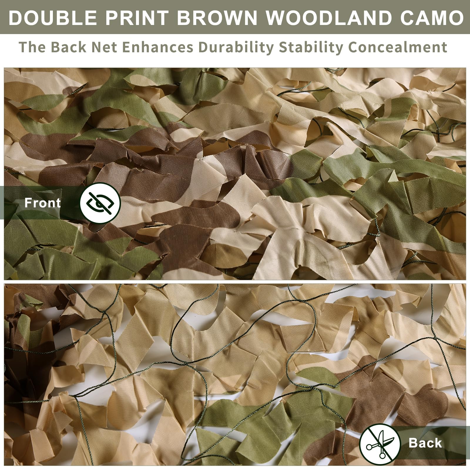 iunio camo netting vented mesh back ensures airflow while maintaining coverage.