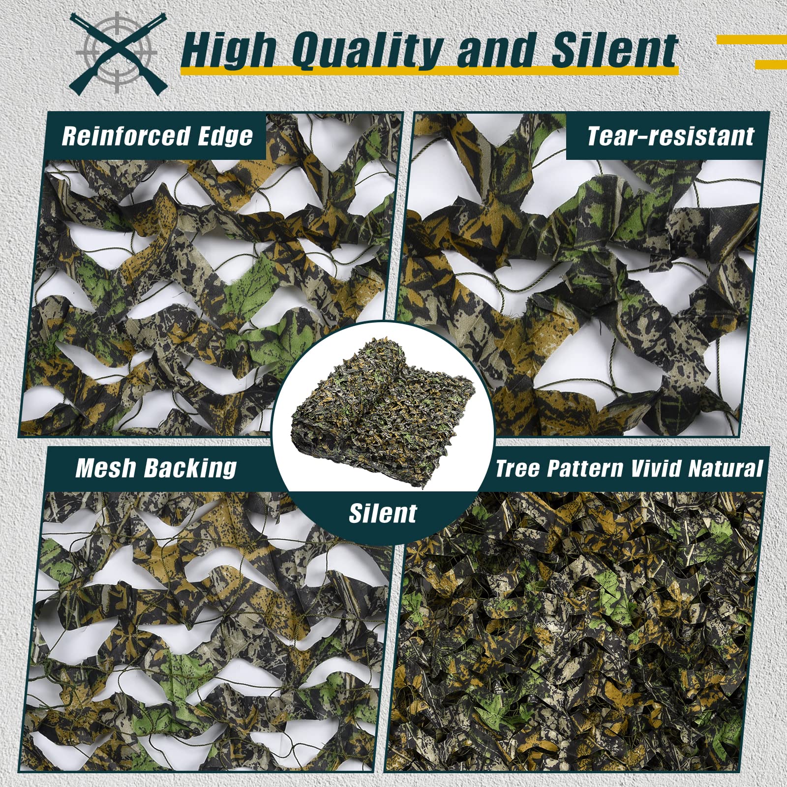 iunio camouflage netting 3-D leaf foliage detail blends with natural scenery.