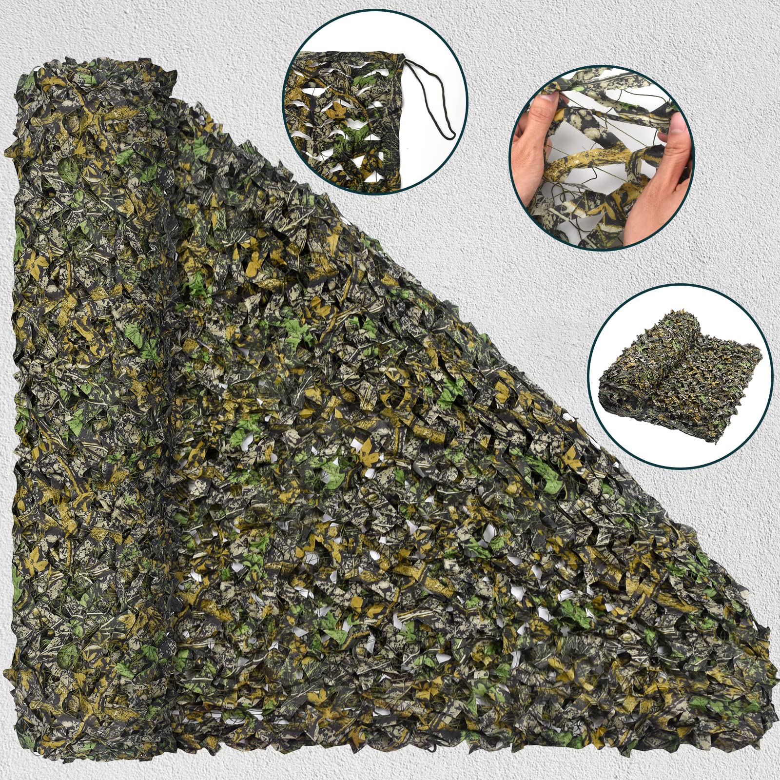 iunio camouflage netting compact and portable for easy outdoor carry.
