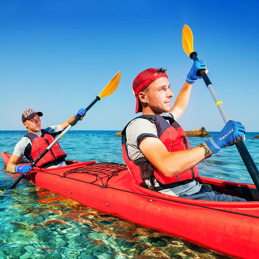 IUSTAOCN paddling gloves with sun protection for canoeing and rowing.