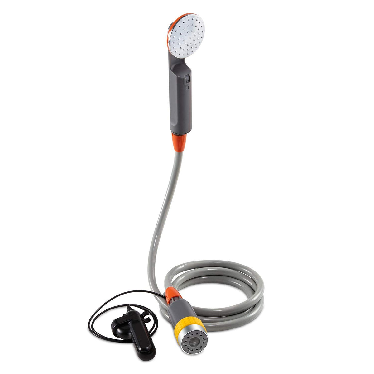 Ivation portable camping shower bucket-fill setup for outdoor cleaning.