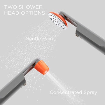 Ivation camping shower compact storage for backpacks and RVs.