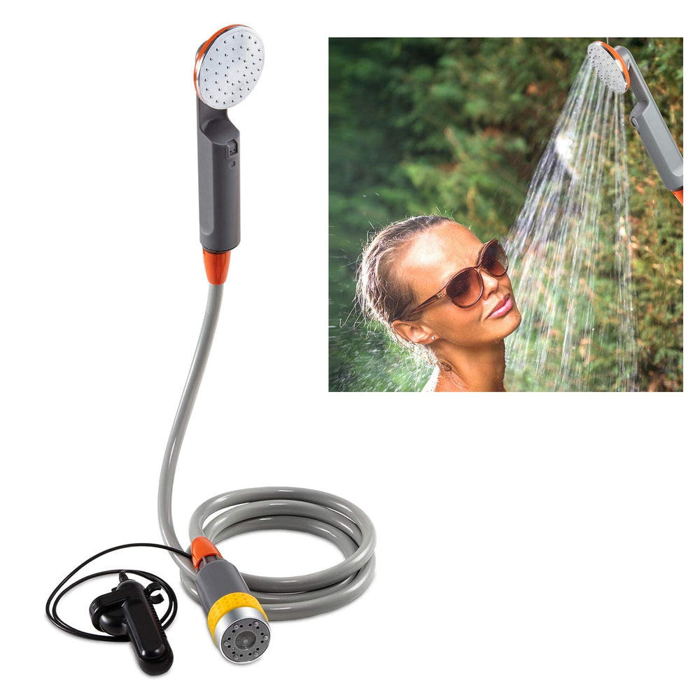Ivation portable camping shower handheld stream for quick trail baths.