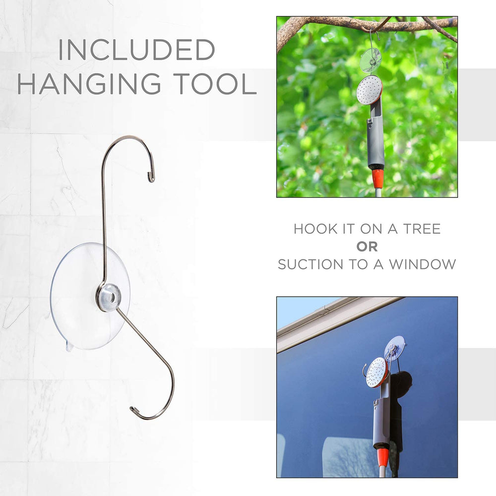 Ivation camping shower USB recharge for car, laptop, or charger.