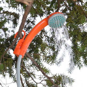Ivation compact portable-shower-system fits in luggage for camping trips and quick outdoor rinses.