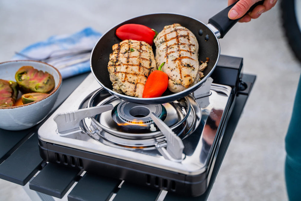 Iwatani Cassette Feu stove compact packaging image underscores portability for travel.