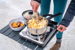 Iwatani Cassette Feu stove top burner close-up emphasizes high 12K BTU output for quick meals.