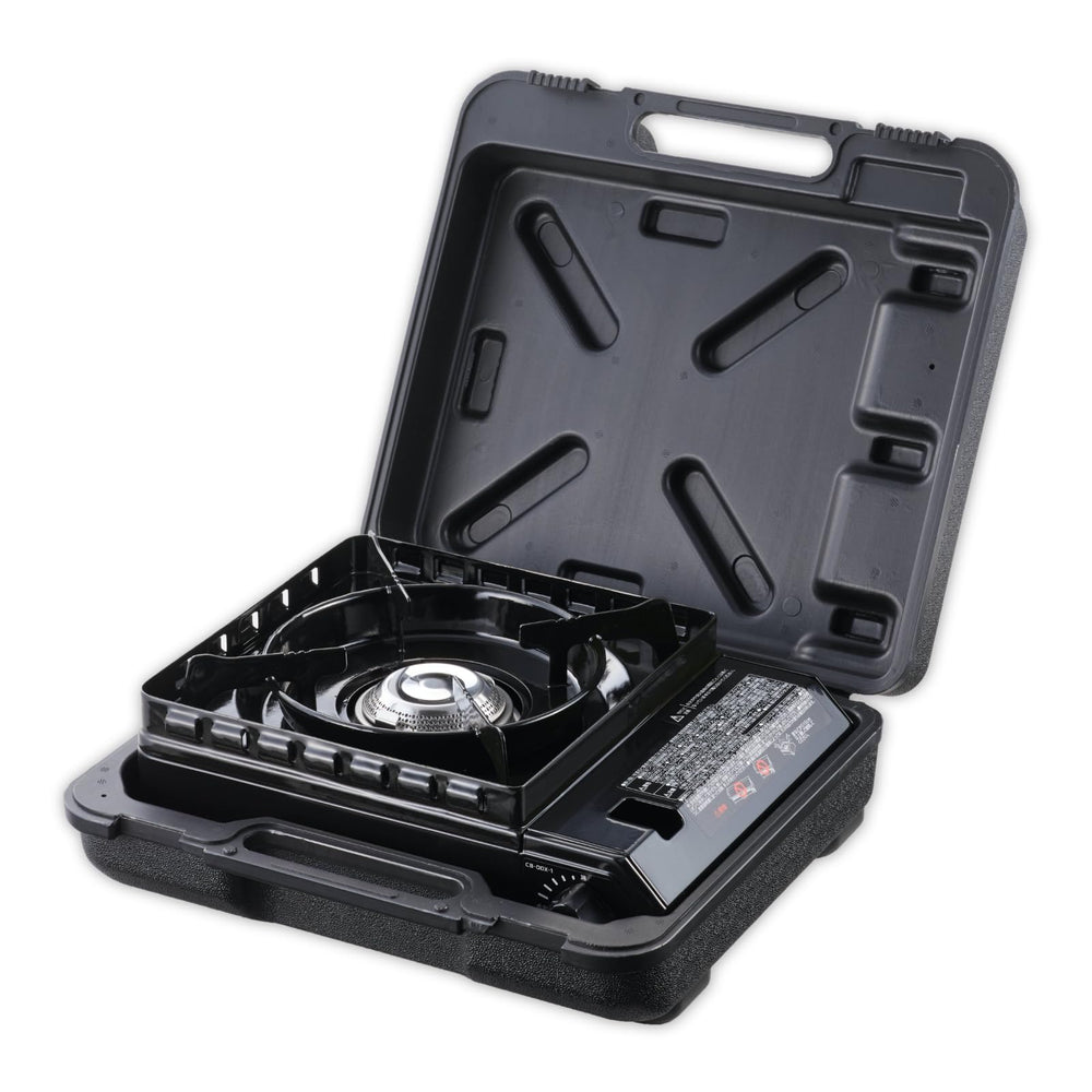 Iwatani cassette stove fits in a small pack for travel.