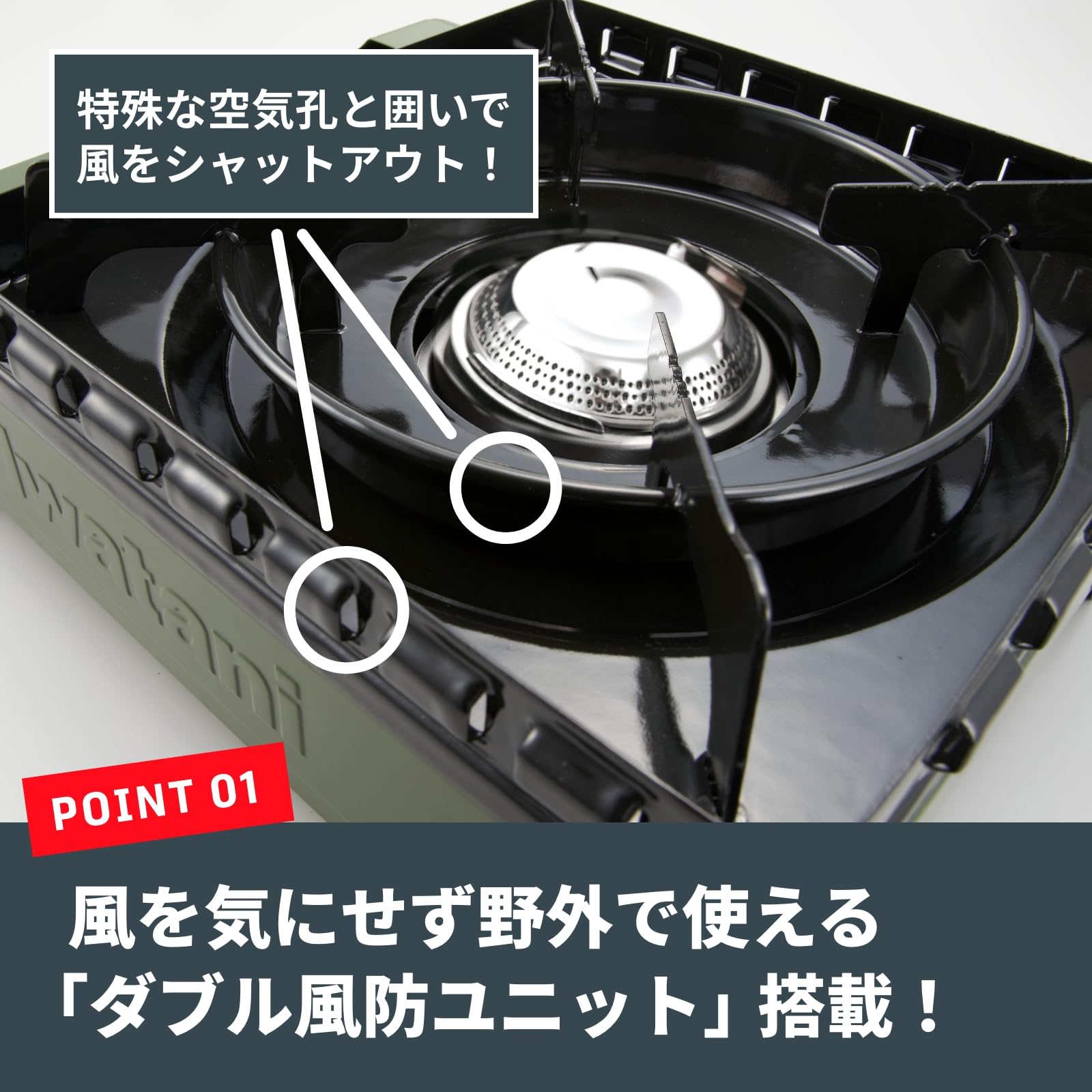 Iwatani CB-ODX-1-OL porous burner maintains heat in wind