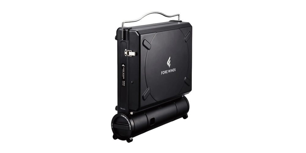 Iwatani Fore Winds Luxe Stove built-in carry case keeps all parts organized.