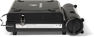 Iwatani Fore Winds Luxe Stove magnetic locking secures the fuel can for safety.
