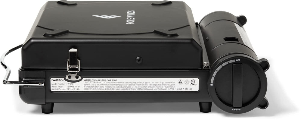 Iwatani Fore Winds Luxe Stove magnetic locking secures the fuel can for safety.